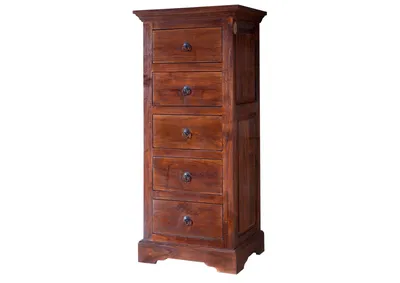 Image de MASSIVMOEBEL24 | Commode 54x44 Acacia laqué Nougat OXFORD #433