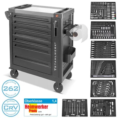 Produktbild von STAHLWERK Werkstattwagen PHOENIX Werkzeugwagen Montagewagen 262 Werkzeuge CrV