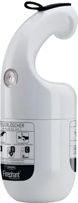Produktbild von Pulverfeuerlöscher Firephant 1 kg weiß Brandklasse A 8A 34B C mit Manometer, mit Halter
