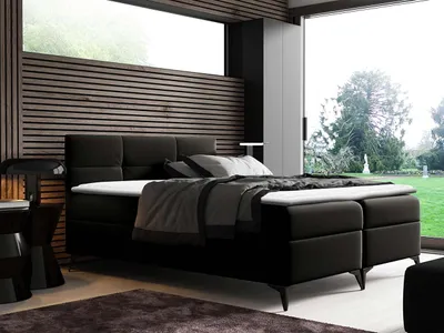 Obrázok produktu pre Americká manželská posteľ 160x200 MERCHE - čierna  + topper ZDARMA