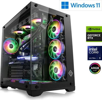 Image de PC de jeu, Intel Core Ultra 9 285K, 3700 MHz, GeForce RTX 5070 Ti, 32 Go DDR5 RAM, 2000 Go M.2 SSD, Windows 11 Home, USB 3.2 | M12030H
