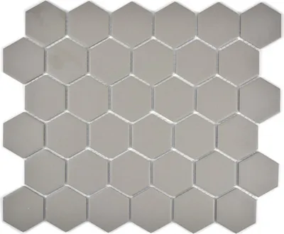 Produktbild von Mosaikfliese Keramik Hexagon grau unglasiert MOS11B-0202-R10_f