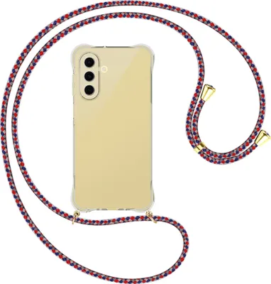 Produktbild von Handykette Backcover-Schutzhülle mit Band (Metall goldfarben) für Samsung Galaxy A26 5G - silber/blau/rot
