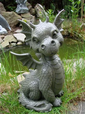 Immagine prodotto di Simpatico drago da giardino seduto - Statua di drago - Statua da giardino TOP