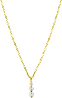 Produktbild von V Anhänger mit Kette 375/- Gold 42+3cm gelb Zirkonia weiß 371350084-2