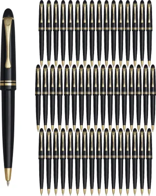 Produktbild von 50 x Kugelschreiber Schwarz-Gold, 13,5 cm, Großraummine, Clip – Perfekt für Büro, Schule und stilvolle Werbegeschenke