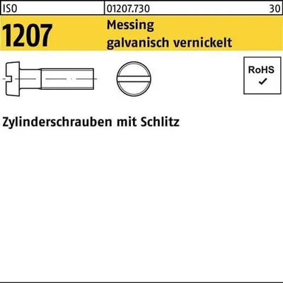 Produktbild von Reyher  Zylinderschrauben ISO 1207 Messing M 4x25 Ni (200 Stück)