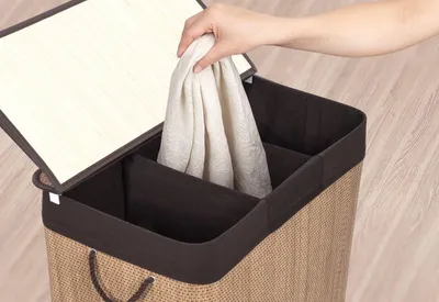 Obrázek produktu pro Koš na prádlo G21 150 l s rozdělovači, bambusový s hnědým košem