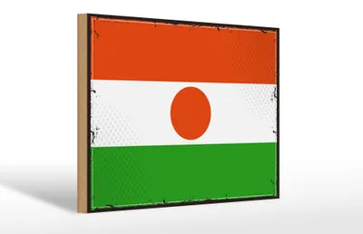Produktbild von Holzschild Flagge Nigers 30x20cm Retro Flag of Niger
