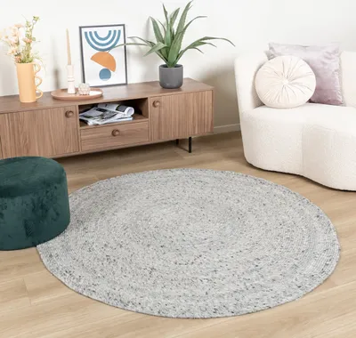 Produktbild von Volero - Wollteppich Rund - Wise Grau Weiß 609 - Ø 180 cm - Wohnzimmer, Esszimmer, Schlafzimmer - Ländlich, Skandinavisch