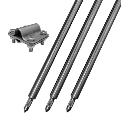 Obrázek produktu pro Zemnící tyč hloubková 4,5M z nerezové oceli V4A (316) | 3x 1,5M Ø20mm + Konektor