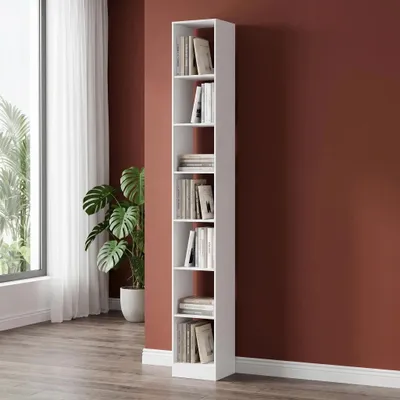 Produktbild von 7-stöckiges Bücherregal Würfelregal, 24 x 30 x 214 cm, Weiß