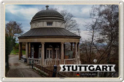 Produktbild von Blechschild Städte Teehaus Gebäude Stuttgart 30x20cm
