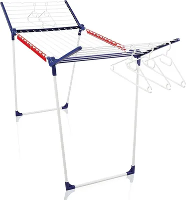 Produktbild von Leifheit Standtrockner Pegasus 200 Solid mit 20m Trockenlänge für 2 Wäscheladungen, Flügelwäschetrockner für Lange Wäsche mit 4 Kleinteilehaltern, Kleiderbügelstangen und 5 Bügeln [Amazon Exclusive]