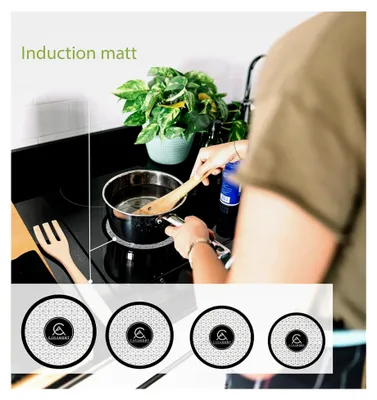 Produktbild von 3 Stück Induktionsschutzmatten aus rutschfestem Silikon für magnetische Induktionskochfelder, Kratzschutz, wärmeisolierende Matten, wiederverwendbar, schützt das Kochfeld, 24 cm