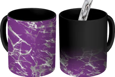 Produktbild von MuchoWow® Zauber Tasse Zaubertasse Magic Violett - Weiß - Marmor - Muster 350 ml Farbwechsel Becher Geschenk Geschenkidee - Magic-Tasse - Fototasse - Keramiktassen - Bilder - Tasse Kaffee - Getränkbec