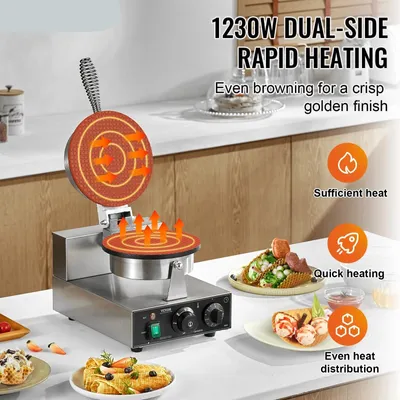 Produktbild von Waffeleisen - Waffelmaschine - Rundes Waffeleisen - Waffelmischung - Maschine zur Herstellung von Waffelhörnchen - Maschine zur Herstellung von Mini-Pfannkuchen (Poffertjes) - Pfannkuchenpfanne für Mini-Pfannkuchen (Poffertjes)