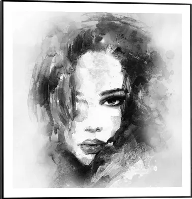 Produktbild von Wandbild - Schwarz - Weiß - 50 x 50 cm - Water Colour Face
