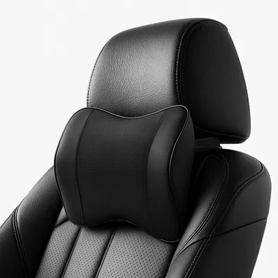 Produktbild von Autokopfstütze, Leder, schwarz, mit verstellbarem Gurt, für Auto