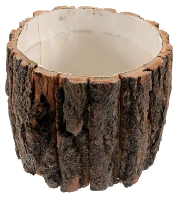 Produktbild von Rustikaler Blumenkübel aus Holzrinde für Innen und Außen