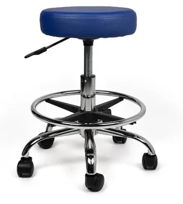 Produktbild von Ergonomisch Rollhocker Blau - Niedrig / mit Fußstütze / Standardmäßige Räder