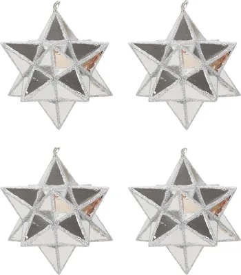Produktbild von Weihnachtskugeln-Set aus Kunststoff, Sterne, 4er-Set, Ø 7,5 cm