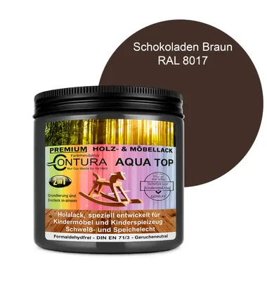 Produktbild von Contura 250ml. Möbellack Lack für Kinderspielzeug Buntlack DIN EN71/3 Buntlack Holzlack - RAL 8017 Schokoladen Braun