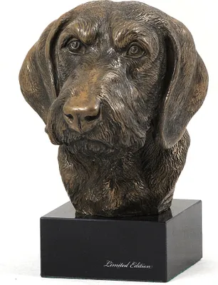 Image de Teckel à poil dur - Statue de chien, buste sur socle en pierre, sculpture, trophée pour exposition canine de la marque Art-Dog