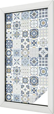 Obrázok produktu pre Vitrážová fólia na okno - 100x50 cm - vitrážový vzor - nepriehľadná dekoratívna fólia na ochranu súkromia - samolepiaca, ochrana proti UV žiareniu - mozaika