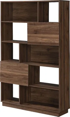 Produktbild von Bücherregal mit 2 Türen & 8 Fächern - Holzfarben dunkel - CEVANIA