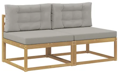 Zdjęcie produktu dla vidaXL 2 sztuki Sofa ogrodowa średniej wielkości z poliestru, biała
