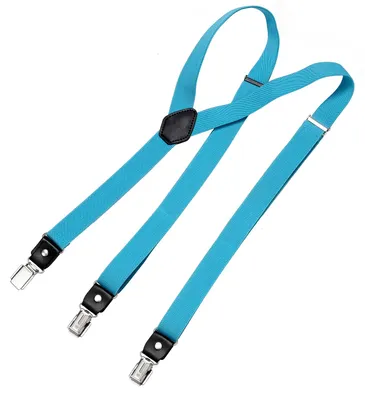 Produktbild von DonDon® Herren Hosenträger schmal 2,5 cm – 3 Clips in Y-Form – elastisch und längenverstellbar türkis