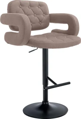 Produktbild von CLP Barhocker Dublin Stoff höhenverstellbar und drehbar | Farbe taupe Gestell Farbe schwarz