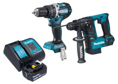 Image de Makita DLX 2278 SF1 Kit combiné batterie + Perceuse-visseuse à percussion 54 Nm DHP 484 + Marteau perforateur 1,2 J DHR 171 + 1x batterie 3,0 Ah + chargeur
