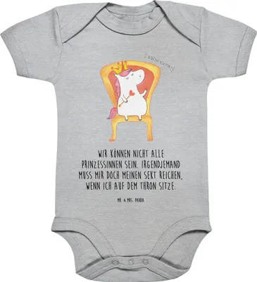 Produktbild von Mr. & Mrs. Panda Strampler Einhorn Prinzessin 12. - 18. Monat - Heather Grey - Geschenk, Babystrampler, Geburtstag, overall baby, Unicorn, Geburtstagsgeschenk, baumwolle