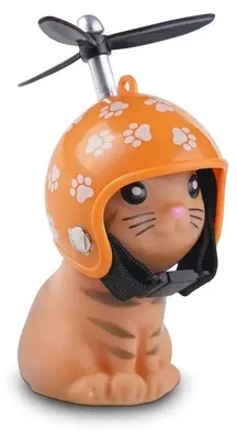 Image de Winkee - Canard couineur à vélo avec casque | L'adorable klaxon de vélo avec casque et hélice | Canard couineur vélo - chat | Canard - chaton avec casque | Rub