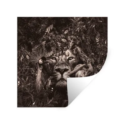 Produktbild von MuchoWow® Wandtattoo Wandsticker Wandaufkleber Tier - Afrika - Schwarz - Weiß 80x80 cm Selbstklebend und Repositionierbar - Wierderverwendbar - Selbstklebend