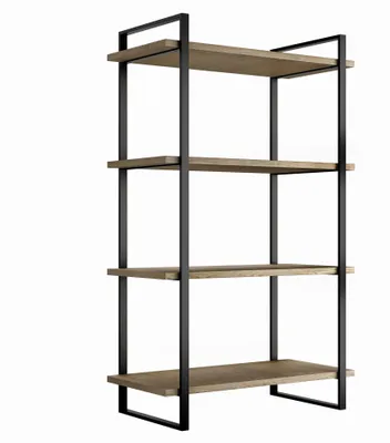 Immagine prodotto di Scaffale Lader con Struttura e Ripiani H1150 Verniciato Nero Acciaio e Legno Emuca
