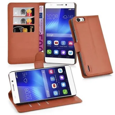 Obrázok produktu pre Cadorabo puzdro pre Honor 6 PLUS ochranné puzdro v hnedej farbe puzdro na mobilný telefón kryt magnetické zatváranie