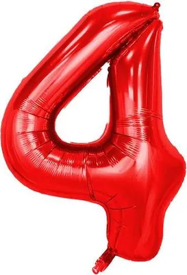 Produktbild von Folienballon Zahl 4, ca. 100 cm, rot