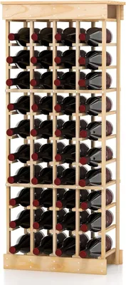 Produktbild von GOPLUS Weinregal, Flaschenregal, Weinschrank Natur, Weinständer, Holzregal, Flaschenständer für 40 Flaschen, Weinaufbewahrung aus Holz, 47 x 28 x113cm