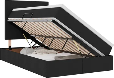 Immagine prodotto di vidaXL Letto contenitore con materasso nero 120 x 200 cm tessuto