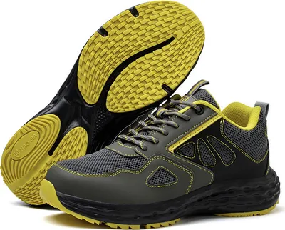 Produktbild von Herren-Sicherheitsschuhe, Arbeitsschuhe mit Stahlkappe, atmungsaktive, leichte Industrie-Sneakers, grün (38-45)