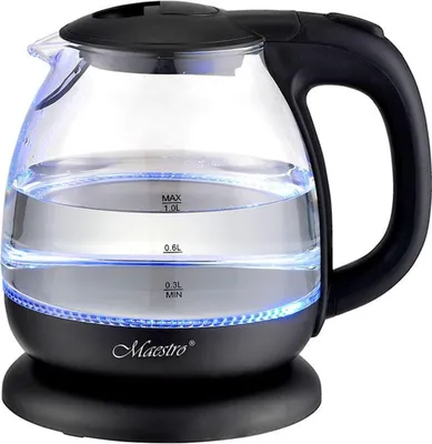 Produktbild von Glas-Wasserkocher 1L mit Innenbeleuchtung Beleuchteter elektrischer Glaskessel Überhitzungsschutz 1100 W Schwarz