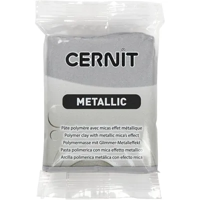 Produktbild von Cernit Polymer Clay Metallic Polymer-Ton Silver 56 g