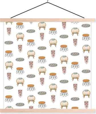 Produktbild von MuchoWow® Textilposter Wohnzimmer - Farbe - Muster 40x40 cm mit holzfarbenen Rahmen - Posterleiste