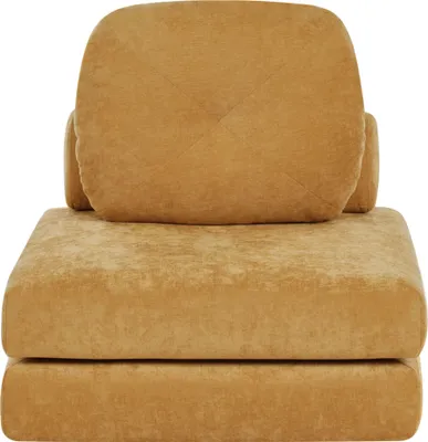 Produktbild von BELIANI Bodensofa Senfgelb Chenille Stoff 1-Sitzer mit Schlaffunktion Ausklappbar Kissen Modern für Wohnzimmer Schlafzimmer Kinderzimmer Gästezimmer