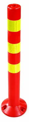 Produktbild von 1 x Sperrpfosten [Höhe-72,5cm] - Absperrpfosten reflektierend | Absperrung mit Standfuß [Befestigung mit Schrauben] | Absperrständer | Park Pfosten Farbe Rot | Leitpfosten | Poller