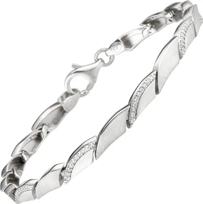Produktbild von 4,6mm Armband aus 925 Silber mit 80 Zirkonia 19cm Armschmuck Armkette rhodiniert