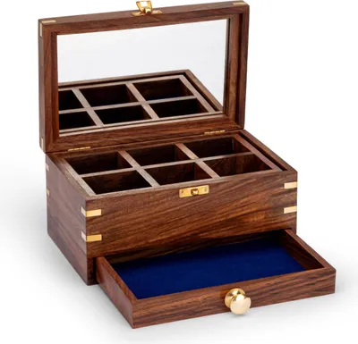 Produktbild von Maritim Schmuckschatulle aus Holz und Messing gold 22x11,5x14cm Schmuckkästchen